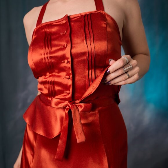 Vintage 70's Party 2pc Long Aline Skirt and Top Size XS - Picture 6 of 9